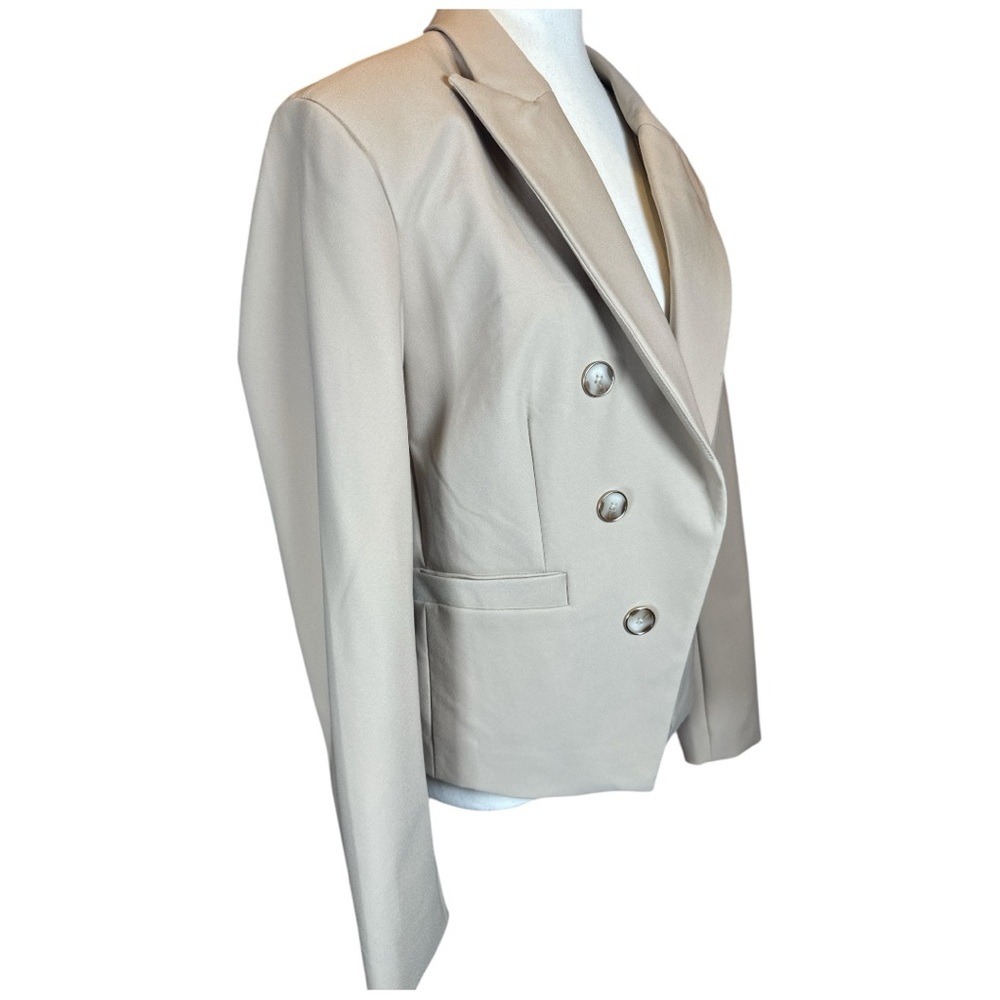 Nicole Miller NWT Beige Double-Breasted Blazer - Picture 3 of 9